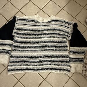Elan Black and White  Striped Sweater